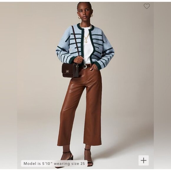 New! NWT J Crew Wide Leg Faux Leather Rich Coffee Brown Vegan Pants 28 Fall - Picture 1 of 9
